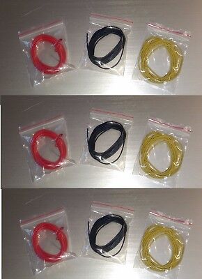 22 ga/AWG Stranded Hook-up Wire Pack Red/Black/Yellow 6m each 50+ ft Set UL1007