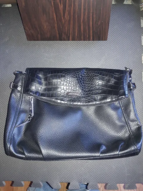 DANA BUCHMAN Black Satchel Purse Bag UNUSED large Pocketbook Magnet Snaps/zipper