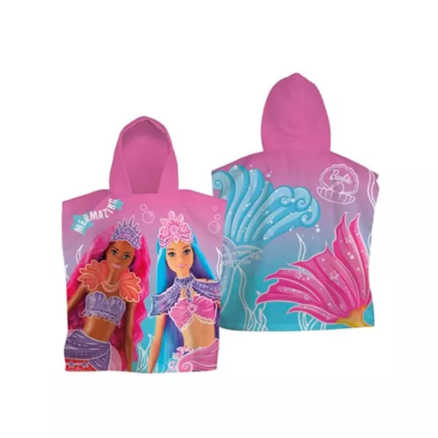 Barbie Capuche Serviette Poncho Mermazing Enfants Bain Plage Piscine 100% Coton