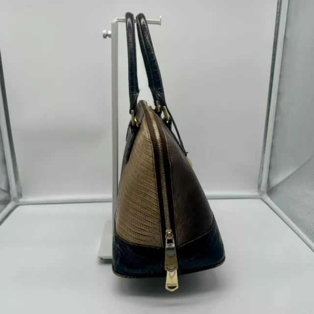 Brahmin Vivian Sable Pennfield 100% Leather Satchel Handbag Crossbody Brown Gold 2