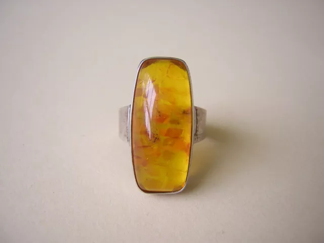 835 Bague Argent Ambre Fischland Pressbernstein Miel 5,0 G/Gr.54 3