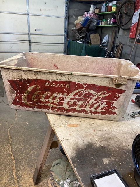 Vintage Large Fiberglass Coca Cola Ice Chest Cooler ￼ With Opener
