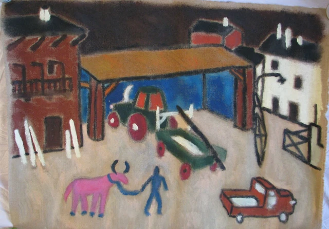 Davide BAROGGI (Locarno 1974) Nuovo Selvaggio LA FATTORIA tela cm73x99 anno 2006