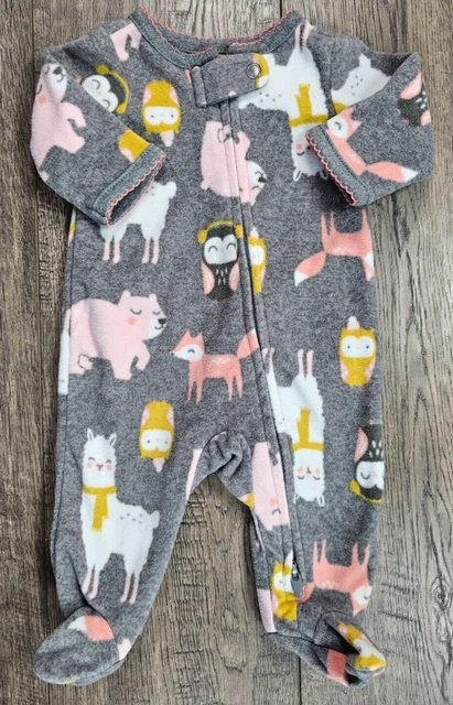Baby Girl Clothes Simple Joys Carter's Preemie Gray Fleece Animals Footed Outfit