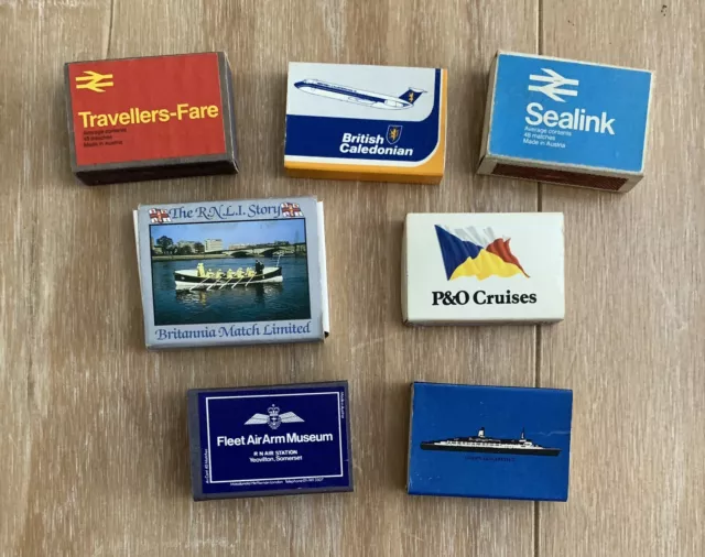 7 British Matchboxes-Cunard,P&O,Sea-link,British Rail,Fleet Air Museum,RNLI (8)