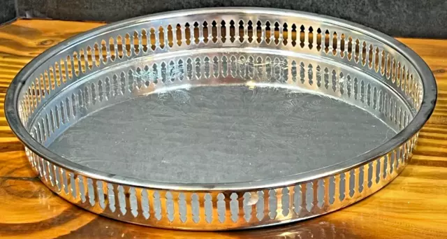 Vintage Leonard Silver Plated Serving Tray, Round 10 1/2" Diameter X 1 1/4" T