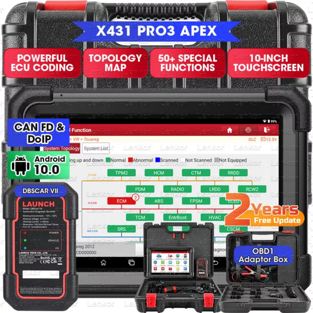 LAUNCH X431 PRO3 APEX Outil Diagnostic Scanner OBD2 Codage ECU Système Complète