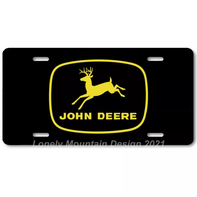 John Deere Inspired Art Yellow on Black FLAT Aluminum Novelty License Tag Plate