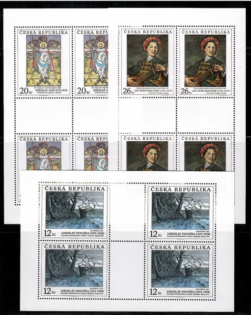 Tschechische Republik 2002 - Mi. 342 - 344 "Gemälde" im Kleinbogen postfrisch