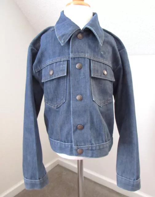 Vintage Boy's Sears Toughskins Denim Jeans Jacket Trucker Western Snap Front  8