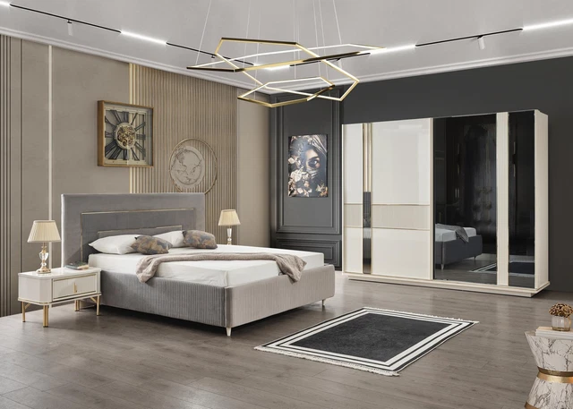 Moderne Chambre à Coucher Set Canapé Set Penderie 2x Table de Chevet Meuble 4tlg