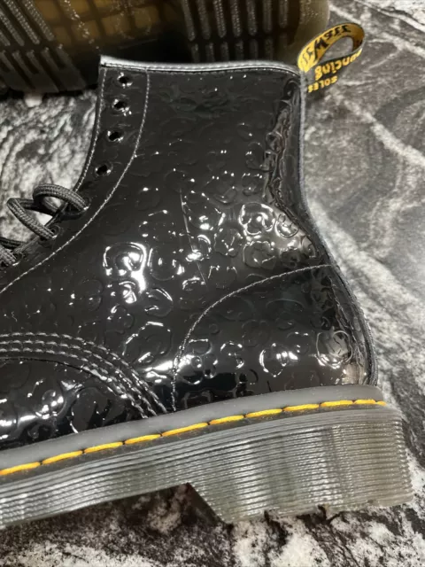 DR. MARTENS 1460 Boots Black Patent Leather Lamper Leopard Embossed ...