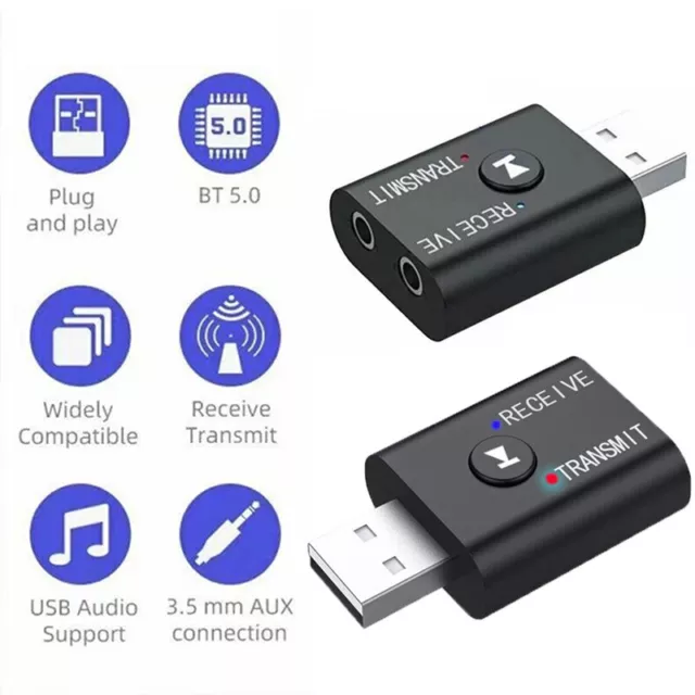 1Mii Transmetteur Recepteur Bluetooth 5.3, Adaptateur Bluetooth pour  Système Audio, 3,5 mm Jack AUX pour TV/Haut-parleurs/Voiture/Voyage en  Avion/Ecouteurs, Portable, Plug and Play : : High-Tech