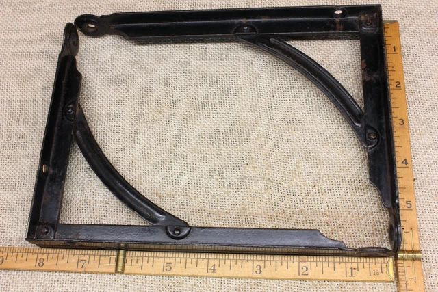 2 Old Shelf Brackets 6 X 8” Supports Rustic Rivets Industrial Age Vintage Black 3