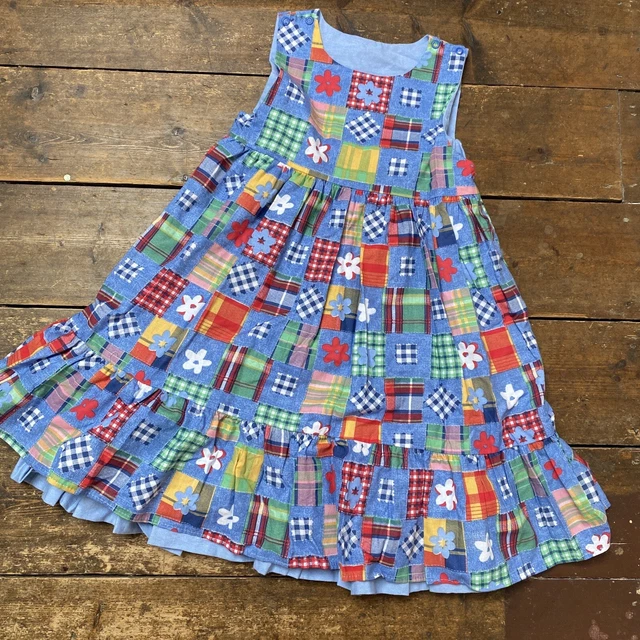 Abito lungo vintage per ragazze patchwork floreale età 5-6-7 anni '90 occasione