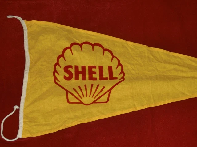 ALTE SHELL FAHNE Wimpel Tankstelle Zapfsäule Oldtimer Werkstatt Loft ...