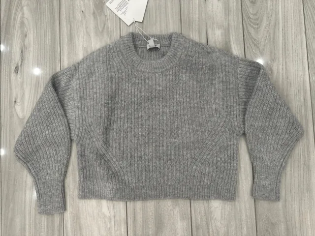 Cos Women's Cropped Alpaca And Wool-Blend Sweater Gray Size Small New With Tags