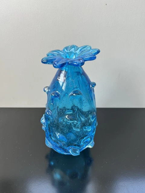 Soliflore Murano Verre Soufflé - Opalin Rose Anse Torsadée - Art Nouveau