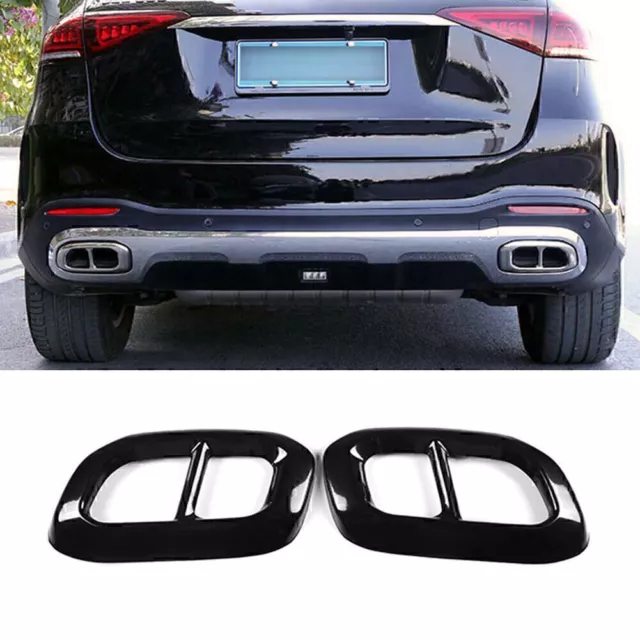 2xExhaust Muffler Pipe pipe Cover Trim For Benz GLC GLE GLS X253 W167 2020 Black