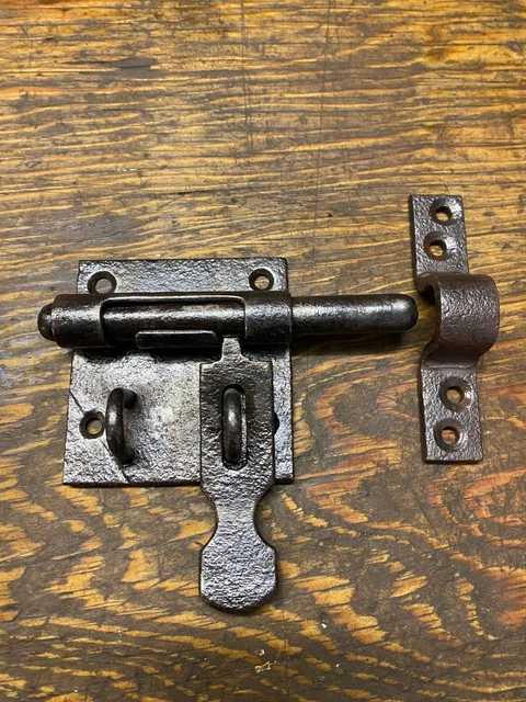VERROU BAS ANCIEN en fer forgé 82,4 cm ,ferrure penture clenche serrure EUR 42,00 - FR