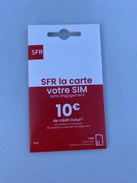 Carte Sim Sfr Prépayée 10€ de Crédit Offert à l'Activation Sans Abonnement