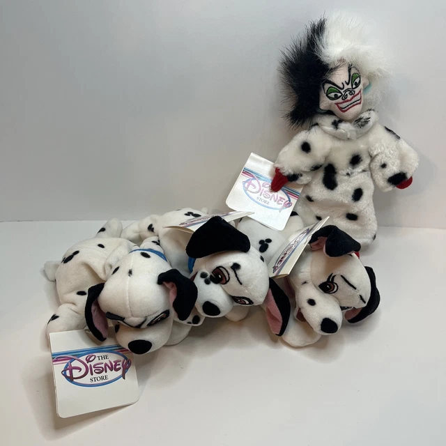 Disney Store Mini Bean Bag Plush Set Of 4 Cruella Deville Lucky 101 Dalmations