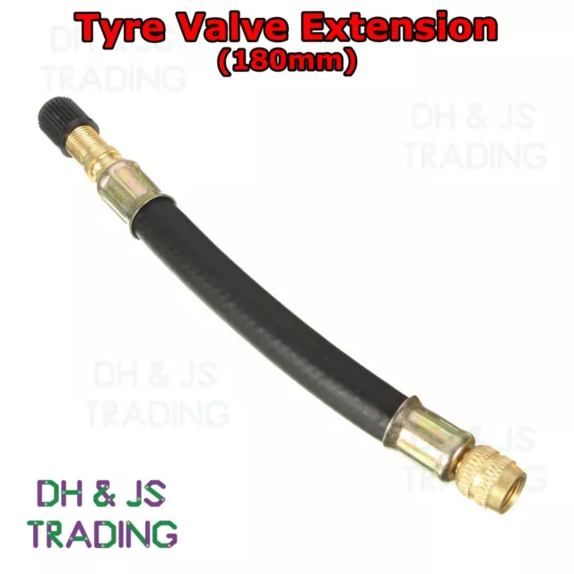 1x Flexible Rubber Tyre Valve Extension 180mm - Twin Wheel Lorry Van Bus Adapter