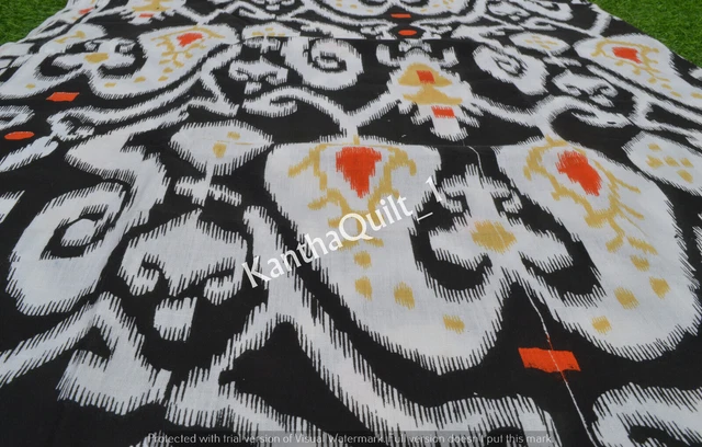 5 Yard indien noir Ikat main bloc imprimé coton tissu couture couture Art