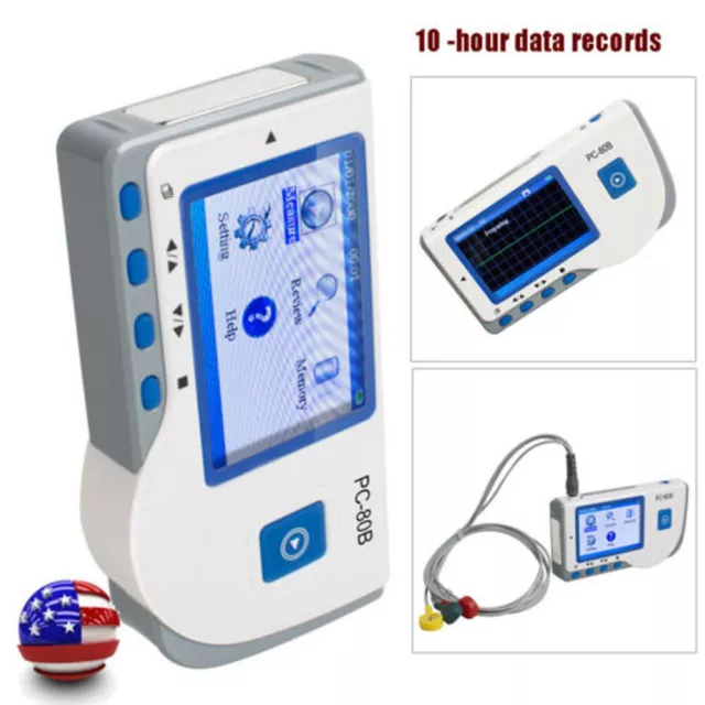 ECG/EKG Machine Lead Portable PC-80B Color Screen ECG EKG Heart Monitor New