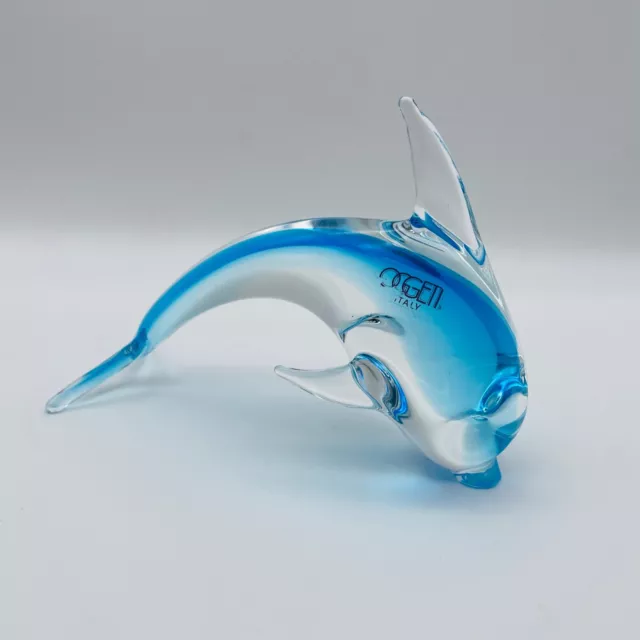 Oggetti Art Glass Dolphin Figurine Nautical Decor Paperweight Statue Italy
