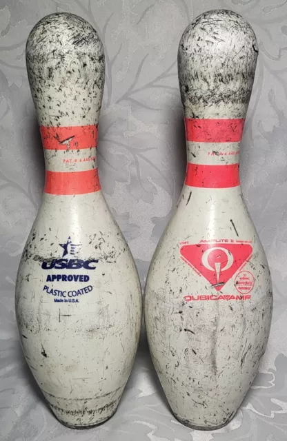 Pair of Vintage USBC Approved Bowling Pins Plastic Coated Made in the USA 2