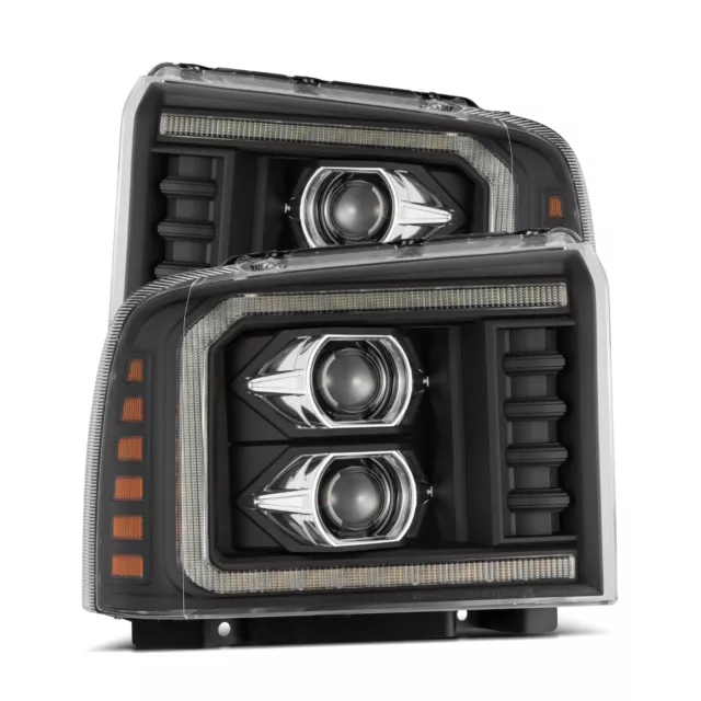 For 05-07 Ford F250 F350 Super Duty Luxx Black LED Projector Headlight Headlamp