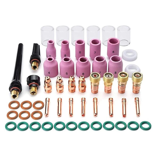 55 pezzi bruciatore per saldatura TIG kit accessori ossido di alluminio ugello lente a gas