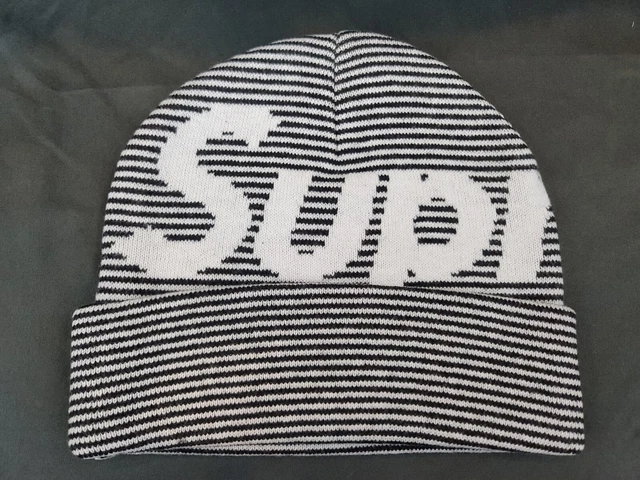 Supreme New York Big Logo Beanie Black Stripe FW22 Winter Hat Cap OS BRAND NEW