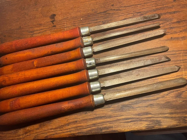 Vintage Set 7 Disston Porter Lathe Woodworking Turning Chisels Tools Collect USA