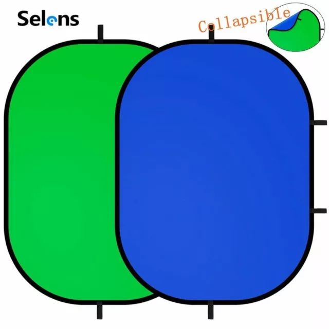 Selens Portable Green Blue 2in1 Background Backdrops Collapsible Screen Studio