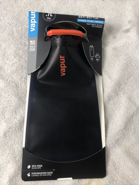 VAPUR Anti-Bottle .7L/23oz Collapsible BPA Free Water Bottle Black (3888)