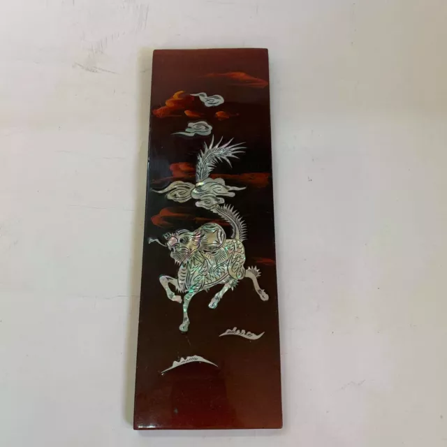 Vintage Handmade Vietnam Engraved Japanese Wall Hanging Art Tiger Phoenix Dragon