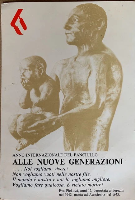 Cartolina Anno Internazionale del Fanciullo Illustrata Giuliano Vangi viaggiata