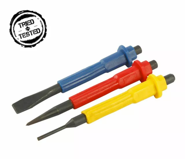 Chisel Set - TT058 Tried + Tested Tools - 3 Piece Punch , Centre & Pin Punch