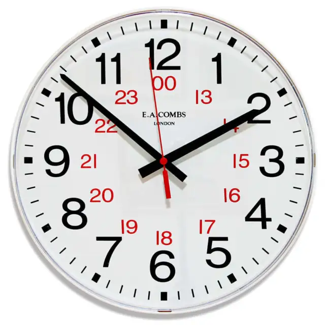 NEW Jadco 24 Hour Analogue Convex Lens Wall Clock, 30cm