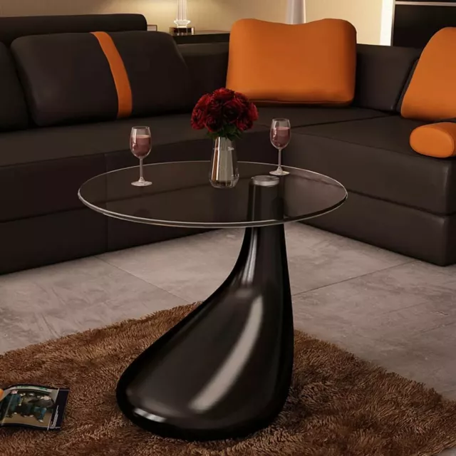 Design Couchtisch LOUNGE TEAR Schwarz Beistelltisch Glas Sofatisch Glastisch#DHL