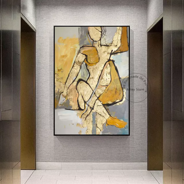 100% Handmade Modern Abstract Thick Oil Woman Painting On Canvas For Decoration