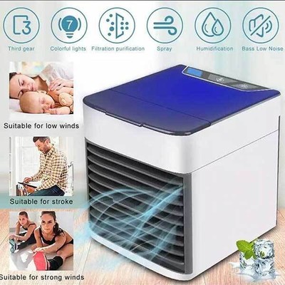 Condizionatori Portatili,Mini Climatizzatore Silenzioso,Raffreddatore daria portatile 4 in 1 con raffreddamento ad acqua,umidificatore,3 velocità del vento,7 luci datmosfera 