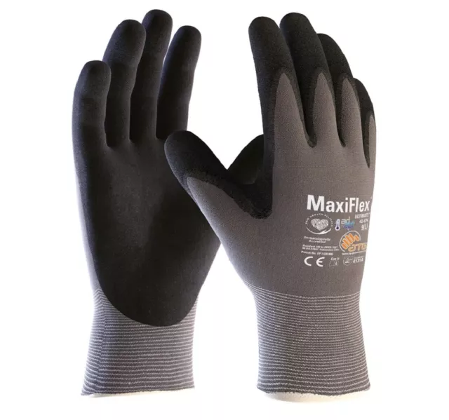 12 Pairs ATG MaxiFlex Ultimate Gloves Nitrile Foam Work Glove Breathable & Light