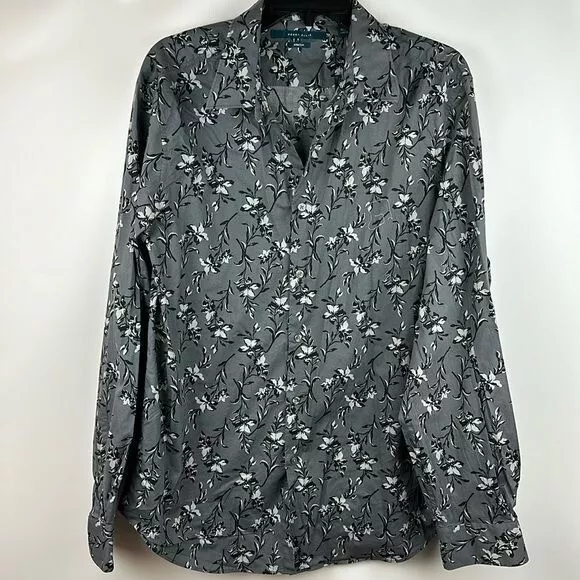 Perry Ellis | XL Stretch Grey Floral Men’s Button Down Shirt