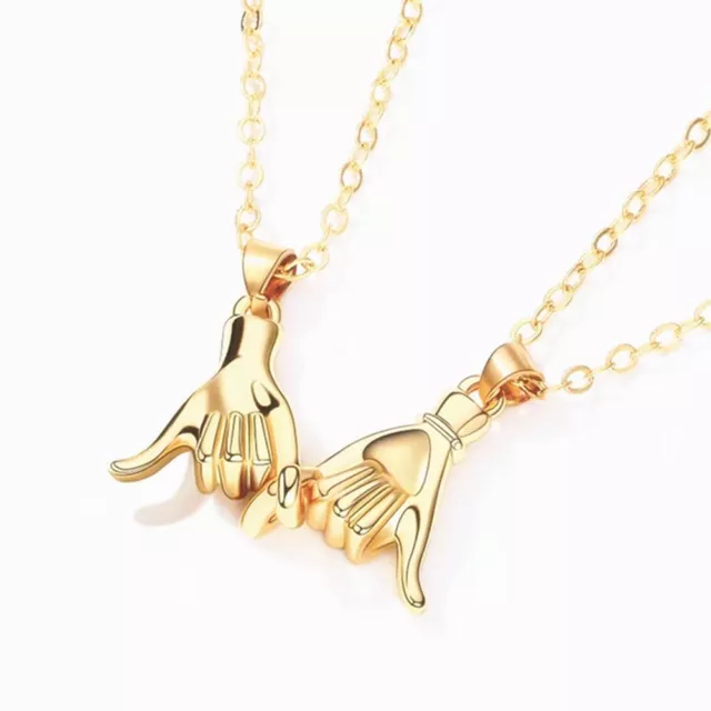 Holding Hands Pinky Promise Couple Necklace Clavicle Chain Lovers Pendant