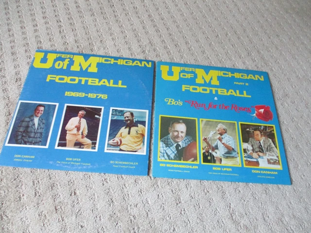 University Michigan  LOT OF 2 UFER OF MICHIGAN FOOTBALL VINYL LPS Pat I & II *