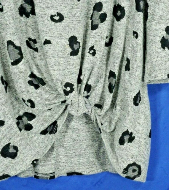 GIBSON Soft Lightweight LEOPARD TWIST Front Pullover Knit Sweater Black/Gray M 3