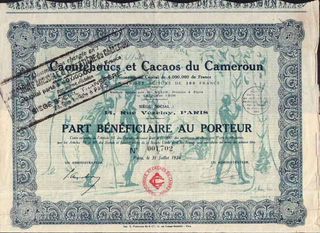 RUBBER & CACAO CAMEROON AFRICA: Caoutchoucs et Cacaos du Cameroun 1926
